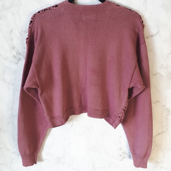 Karuba Crochet Front Top Long Sleeve Crop Cardigan - Picture 3 of 8